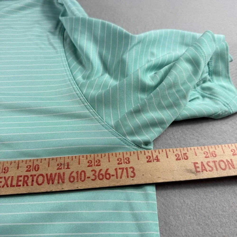 Nike Golf Dri Fit Polo Shirt Mens XL Green Striped Performance Short‎ Sleeve